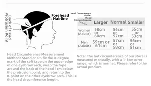 Sizing chart and head measurement guide for linen flat brim hats for men and women