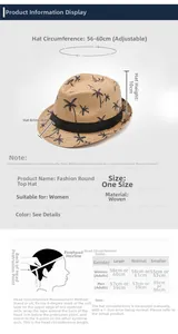 Guide des tailles détaillé pour chapeau de paille avec tour de tête de 56-60 cm