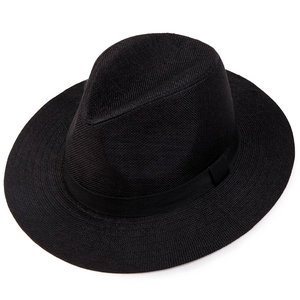 Classic black breathable linen fedora hat with a stylish grosgrain ribbon for men