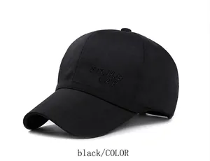 Adjustable black linen baseball cap for men featuring SD.H.G CAP embroidery for sun shade