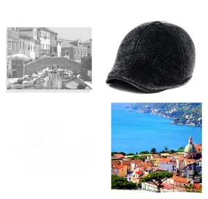 Close-up detail of plush faux mink texture and stitching on winter baseball cap for men