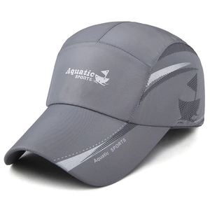 Dark grey quick-dry baseball cap with Aquatic SPORTS logo for outdoor activities