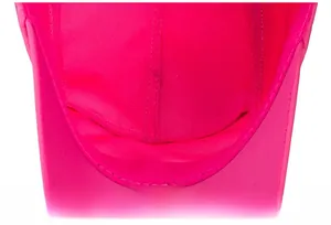 Detailed interior view of the six-panel stitching on the hot pink sports baseball cap