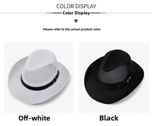 Mesh panama sun hats shown in cream and black with decorative bands for summer breathability