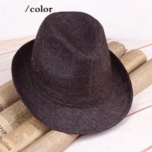Classic coffee brown plaid fedora hat for men in vintage British style with air vents