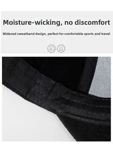 Detail view of the wide moisture-wicking sweatband inside the black baseball cap