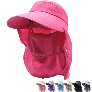 Detail of breathable mesh face cover and neck flap on the sun protection hat