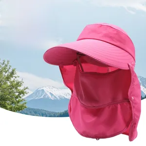 Detail of rose pink sun hat with protective neck shawl and detachable face cover