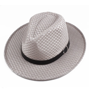Silver-grey mesh fedora hat with black belt buckle for breathable summer sun protection