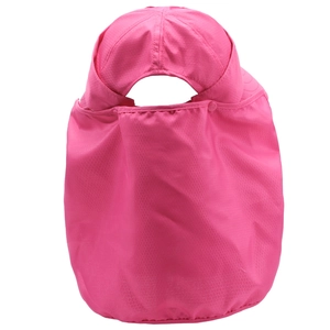 Macro detail of breathable honeycomb mesh fabric on pink outdoor neck protection sun hat