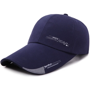 Men's navy blue casual baseball cap with long visor and sport-style letter printing