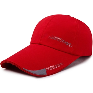 Red long-brim sports baseball cap with sun protection for men and outdoor leisure
