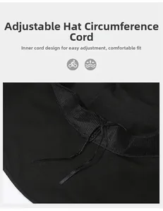 Detail view of the adjustable inner drawstring for a customized sun hat fit