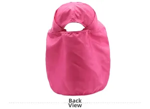 Back view of rose red sun hat with neck flap showing breathable opening and quick-dry fabric