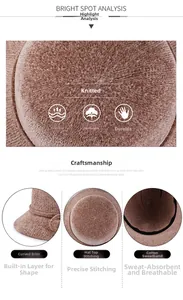 Détails du chapeau en coton tricoté marron avec bord modelable et bandeau anti-transpiration