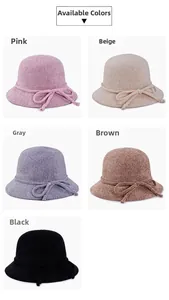 Options de couleurs pour chapeau en tricot femme en rose beige gris brun et noir