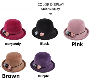 Detailed color display of women's knit winter bucket hats in five assorted colors