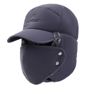 Winter thermal trapper hat for men with fleece lining and detachable windproof mask