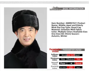 Détails de l'ensemble bonnet et écharpe en fausse fourrure pour hommes avec spécifications