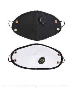 Detail view of winter hat protective mask with air valve and quilted lining texture