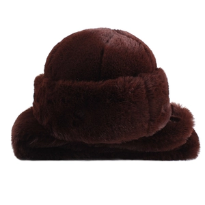 Ensemble d'hiver bonnet et écharpe en fausse fourrure marron avec doublure thermique
