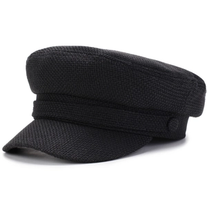 Casquette gavroche noire en tweed pour femme avec texture élégante et visière
