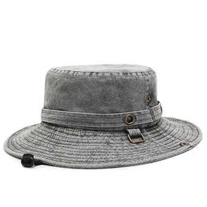 Cappello da sole grigio scuro lavato per esterno con prese d'aria e cinturino regolabile