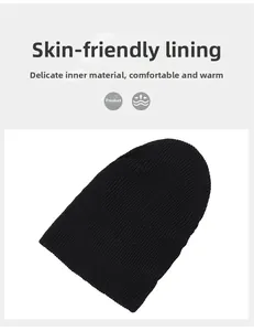 Close-up of the skin-friendly inner lining and ribbed knit texture of a winter beanie