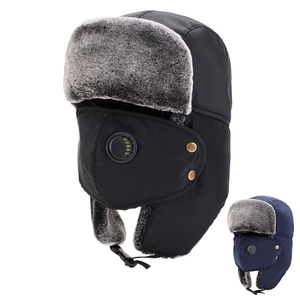Winter Trapper Hat For Men Women Thickened Warm Aviator Cap With Removable Mask Breather Valve Windproof Lei Feng Hat