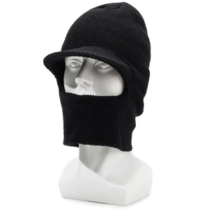 Men's winter knit balaclava hat with visor and neck coverage for cold weather protection