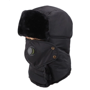 Unisex Winter Trapper Hat With Detachable Mask Breathing Valve Warm Ear Protection Windproof Cycling Faux Fur Cap