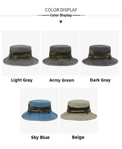 Detailed selection of wide-brim outdoor sun hats in multiple colors and durable canvas