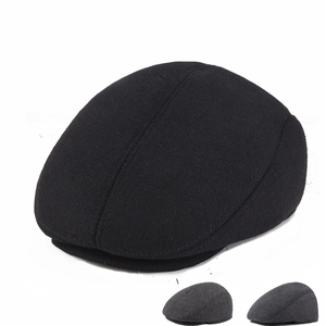 Men Winter Woolen Flat Cap With Ear Flaps Thickened Warm Fleece Lined Newsboy Beret Hat Casual Cabbie Ivy Cap For Father