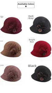 Winter wool bucket hats for women featuring floral details in multiple classic colors