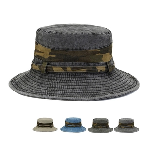 Washed Cotton Boonie Hat Men Women Outdoor Sun Protection Fisherman Hat Foldable Wide Brim Hiking Cycling Fishing Cap