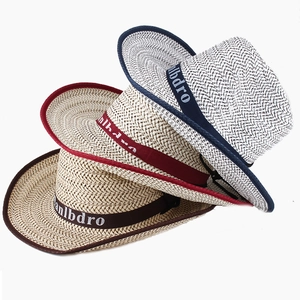 Three western cowboy straw hats with mesh texture and nlbdro logo in various colors