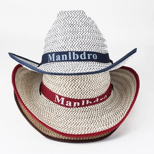 Straw cowboy hats with breathable mesh weave and stylish decorative bands for sun protection