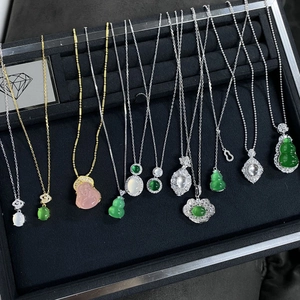 925 Sterling Silver Chalcedony Agate Pendant Necklace For Women New Chinese Style Gourd Ruyi Rhinestone Elegant Jewelry Gift