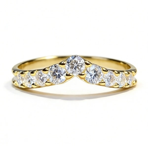 Elegant 18K gold plated S925 sterling silver V-shape chevron moissanite wedding ring