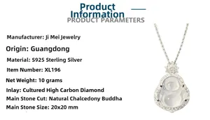 Detailed specs of S925 sterling silver Buddha pendant with natural icy chalcedony