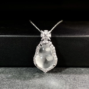 Neuer Chinesischer Stil Wu Lou Anhänger Halskette Für Damen Natürlicher Shui Mo Jade Kupfer Versilbert Strass Modeschmuck Geschenk