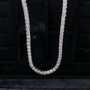 Classic 925 sterling silver tennis necklace with round cut moissanite in claw setting