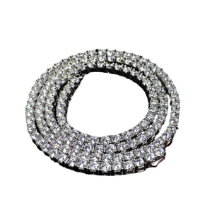 Classic silver 925 D color moissanite tennis chain necklace with four-prong settings