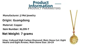 Detail showing lotus flower pendant with high-carbon diamond and 8 hearts 8 arrows cut