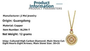 Detail of copper gold compass pendant with high carbon diamonds and 8 hearts 8 arrows cut