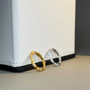 S925 sterling silver bamboo style rings in gold and silver with textured finish