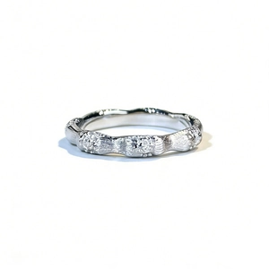 Handcrafted S925 sterling silver bamboo joint ring with organic brushed texture finish