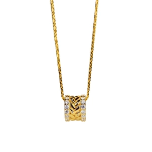 Elegant gold S925 silver wheat ear necklace with pavé zircon cylinder pendant
