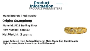 Detailed specs of S925 sterling silver wheat ring with high carbon diamond and 18K gold plating