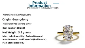 Macro shot of 8x12mm radiant cut ice flower carbon diamond on S925 silver ring